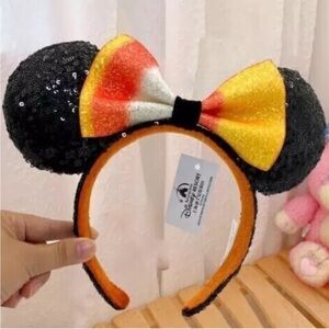 🎃NWT Disney Parks Halloween Candy Corn Bow Mickey Minnie Ears Headband 2021